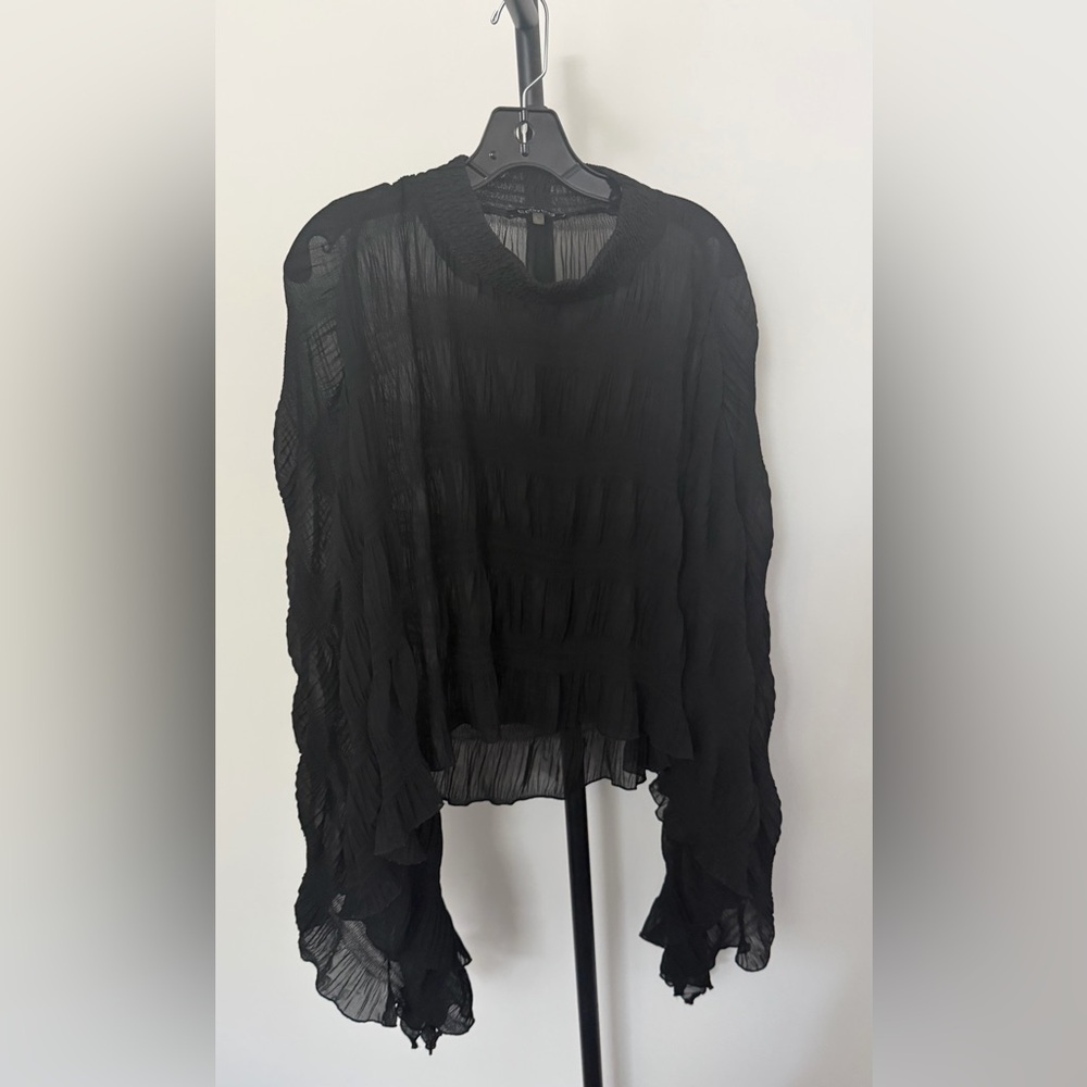 Elegant Black Women's Poncho Blouse